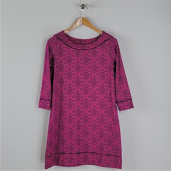 LANDS' END Sheath Dress with UPF 50 and 3/4 Sleeves in Bright Print - Picture 4 of 9